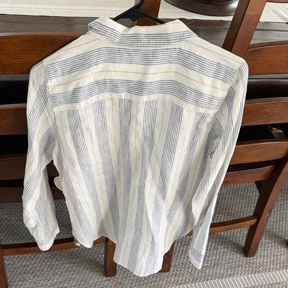 Spartina 449 Callie Linen Boardwalk Striped Long Sleeve Shirt - Picture 5 of 5